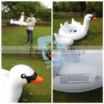 Low MOQ stock baby swimming seat inflatable swan for kids