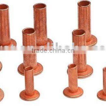 flat head semi tubular rivet, steel hollow rivet, copper plated steel rivet