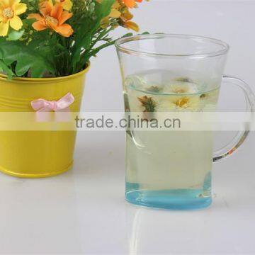 promotional gift couple use factory decal heart shape glass tea coffee cup with handle