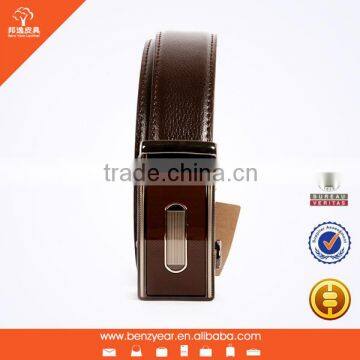 New Design Automatic Buckle Brown Men's Genuine Leather Belt