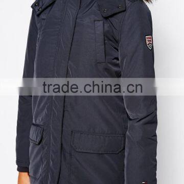 mid-long hooded womens padded coat with fur trim                        
                                                Quality Choice