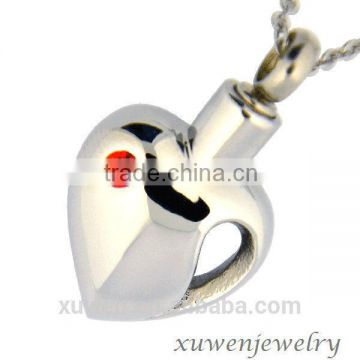 heart shaped 316l stainless steel keepsake cremation jewelry