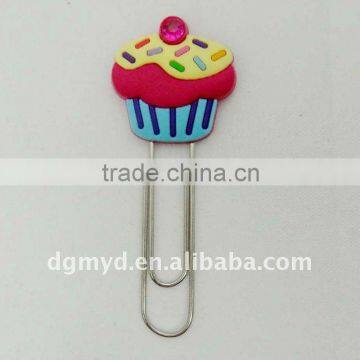 beautiful and special soft pvc cake paper clips/pvc clip/ plastic paper clip/ unique paper clips/fancy paper clips