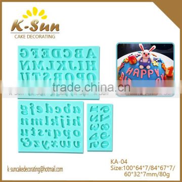 K-sun cake decor tools english letters alphabet and number fondant Silicone mold reposteria