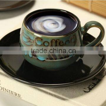 japanese ceramic handpainted ceramic coffee mug with saucer