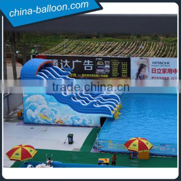 giant inflatable wave slide with metal frame pool / Inflatable water island