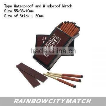 Waterproof & windproof matches with colourful head matches