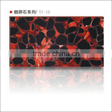 Wine Black color Transparent Artificial River Stone Resin Wall