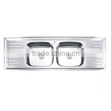 high end handmade sink double bowl stainless steel sink with drainboard