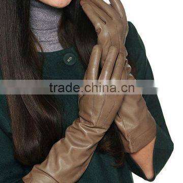 High quality custom ladies winter long sheepskin leather gloves touch screen