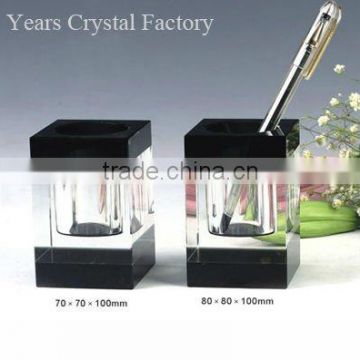 Classic Glass Crystal Pen Holder With Painting For Desktop Souvenir Decoration