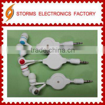 Cheap retractable earphone with microphone China wholesale