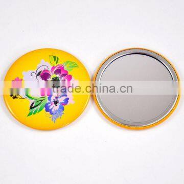 Custom tin make up mirror with beautiful printing, good quality tin pocket mirror