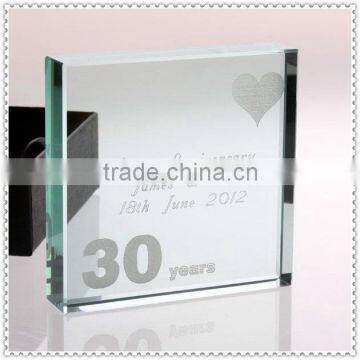 Jade 30th Glass Anniversary Block For Couple Souvenirs