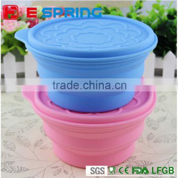 Storage Bowl For Camping Collapsible Bowl With Lid Silicone Bowl