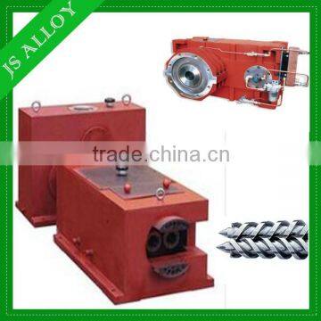 Conical twin screw and barrel for reducer gearbox