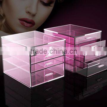 Manufacturer supplies exquisite acrylic makeup organizer drawers clear cube cosmetic