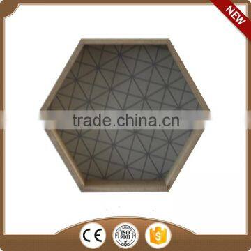 gray hexagon wooden tray