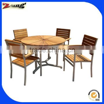 ZT-1025CT Aluminum teak wood garden set with 4 chairs