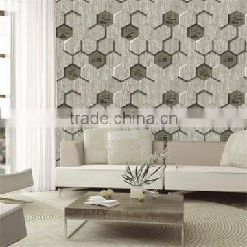 modern 3d design wallpaper with wood Hexagon