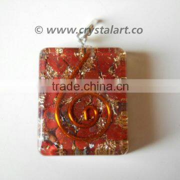 Red Jasper Square Reiki Symbol Orgone Pendants