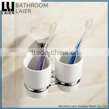 Simple Multi-Purpose Zinc Alloy Chrome Finishing Bathroom Accessories Wall Mounted Double Tumbler Holder