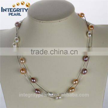 8mm AAA colorful fashionable freshwater korean pearl necklace, china pearl necklace