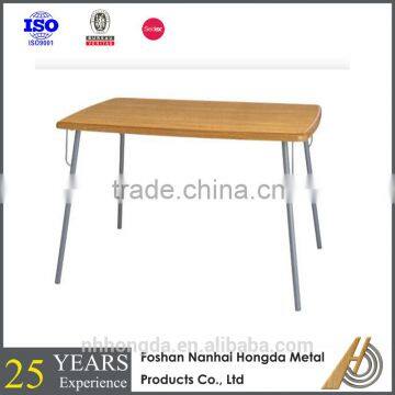 hot selling modern square metal leg wooden top dining table