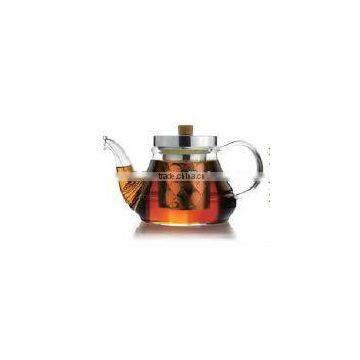 clear glass teapot with stainless steel filter