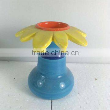 Modern high qualitly attractive ceramic candle holder with painting flower pattern