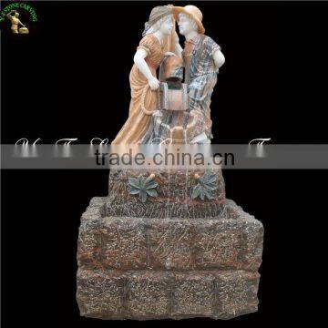 Marble hand carved water wall fountain with figure