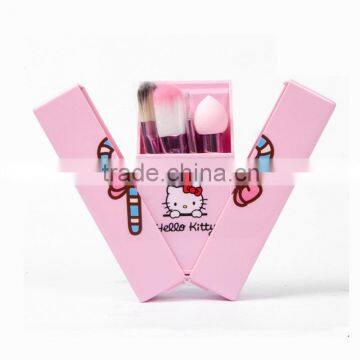 New Arrival! 8pcs Hello Kitty Makeup Brushes Professional Pink Plastic Handle Synthetic Hair Makeup Brush Set With Mirror photo-3