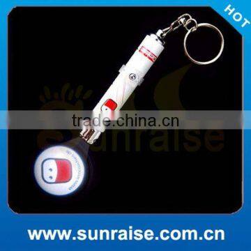 Promotion gifts bottle shaped projector logo led flashlight keychain