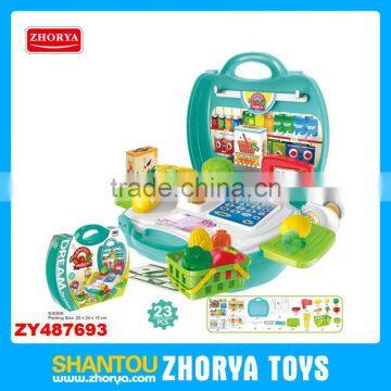 Zhorya 23PCS Wholesale kids multi-function supermarket baby toys fruit market play set