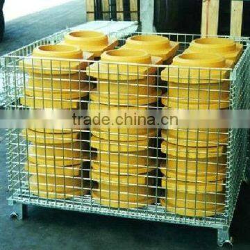 Folded stacking metal wire mesh container