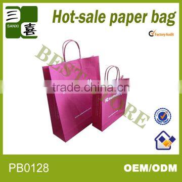 Cheap kraft paper bag for clothes/clothes packaging bag with twisted handles