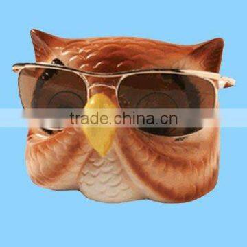 resin owl eyeglasses stand statue