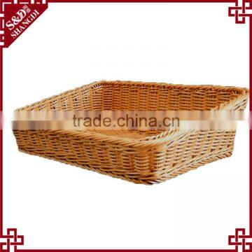 S&D Food Grade Hot Selling Poly Rattan Rectangle Handmade Washable Fiber Storage Plastic Fruit Tray photo-4