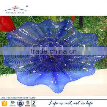 hand blown large table decorative cobalt blue glass plates