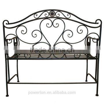 Garden Heart-Shaped 2 Seater Wrought Iron Bench White and Black photo-3
