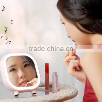 Desktop Makeup Mirror With Bluetooth Loudspeaker Box, USB Charge Table Lamp For Valentine Day