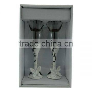 Resin Butterfly Decorative Champagne Toasting Flutes photo-2