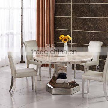 White Marble Dining Table Stainless Steel Base