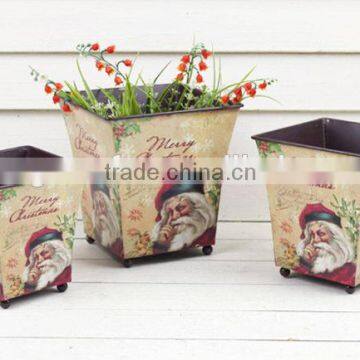 small decorative flower pots,snowman flower pot, metal flower pot for home decor