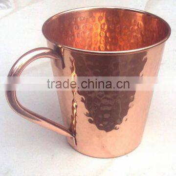 BPA FREE HAMMERED FINISH MOSCOW MULE SOLID TAPER COPPER MUG photo-3