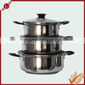 3pcs 410 stainless steel cookware sets large cooking pots