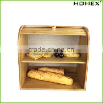 Bamboo food storage box/ bread box Homex-BSCI