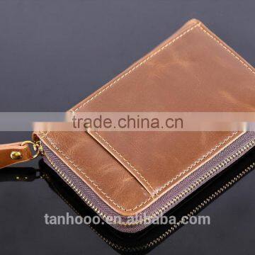 RFID protection men leather passport holder mobile phone card holder