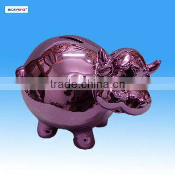 Wholesale Electroplated Ceramic Cow Shape Piggy Bank photo-3