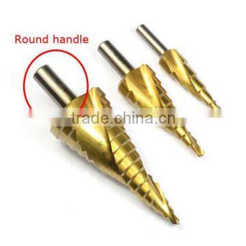 3pcs/set HSS Step Drill Bit Set Metric Spiral Flute Core Drill Bit Titanium Coated Cone Step Drill Bit Set Hole Cutter Round photo-2